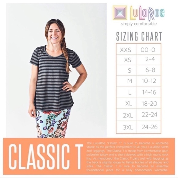 #128 NWT LulaRoe Classic T Shirt Geometrical Deco Graphic Tunic Top Shirt Small - Picture 4 of 4